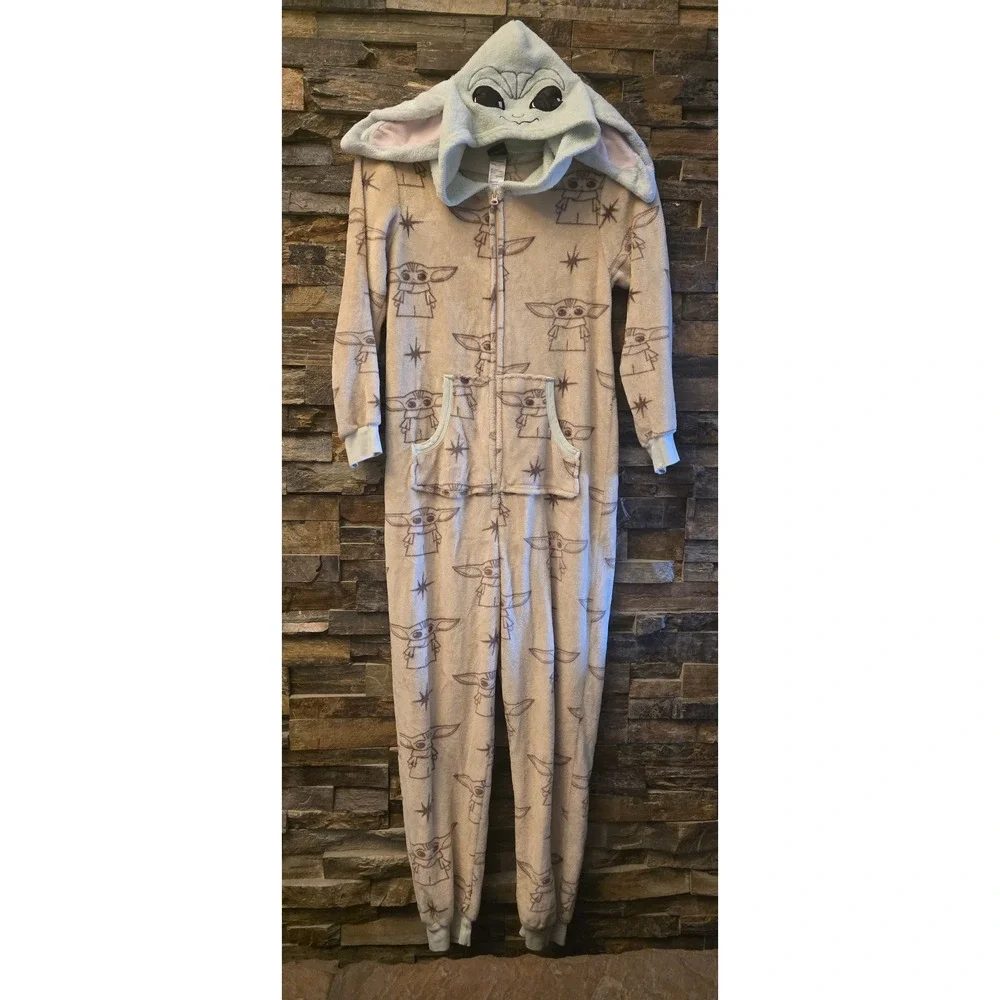 Star Wars Grogu Baby Yoda Hooded Union‎ Suit Onesie Bleached Sand XS LZ42903CD